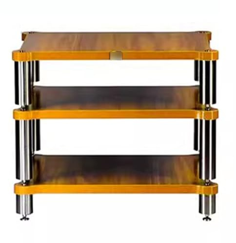 3-stufiges HiFi-Rack AV-Regal HiFi-Massivholz-Audio-Rack-Lautsprecher-Verstärkerschrank TV-Ständer Mit Medienablagen Audio-Video-Komponenten (Color : Wood Color, S : 60 * 70 * 48cm)