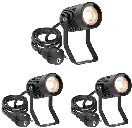 ledscom.de 3x Gartenstrahler SHINGA für außen, IP65, Stecker, schwarz, 1x GU10 max. 15W