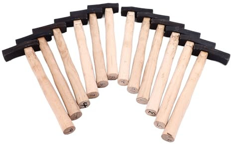 lyrlody Metal Texture Hammer with Wooden Handle, 12 Unique Pattern Surfaces, Steel Head Forging, Metal Texture Hammer DIY Jewelry Pattern Aluminum CNC Metal Embossing Hammer