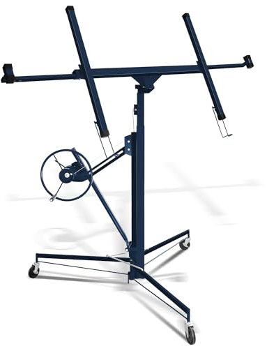 Hebitod XXL-Plattenheber Plattenlift, Klappbar plattenheber trockenbau, Höhenverstellbar 140-350 cm Arbeitshöhe, Lastarme bis zu 290 cm, Tragfähigkeit bis 68 kg, Set rigips plattenheber,blau