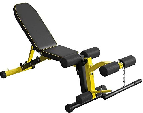 GLJTUO Hantelbank, Verstellbare Trainingsbank, Mehrzweck-Trainingsbank, Schrägbank Für Das Heim-Fitnessstudio, Gewichtheben, Hantelübungen, Ganzkörpertraining, Tragkraft 300 Kg(Yellow)
