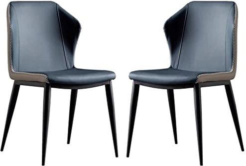 Widppsopt Esszimmerstuhl, PU-Leder, 2er-Set, für Küche, Wohnzimmer, Lounge, Thekenstuhl, ergonomischer Sitz, stabile Metallbeine aus Karbonstahl (Farbe: Blau)