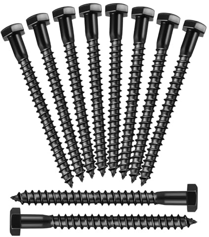 jojofuny Vis Tire-Fond Tête Hexagonale En Acier Au Carbone 10 Pièces M8 3.54In Vis Autotaraudeuse Pour Bois Et Métal Installation Facile Et Fixation Solide