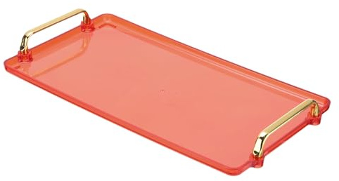 PATIKIL Bandeja de Plástico 16.1 x 8.7 Doradas Bandeja Rectangular Rojo | Reutilizable, para Servir Postres Café Té, en Mesa de Sala de Estar Encimera de Cocina