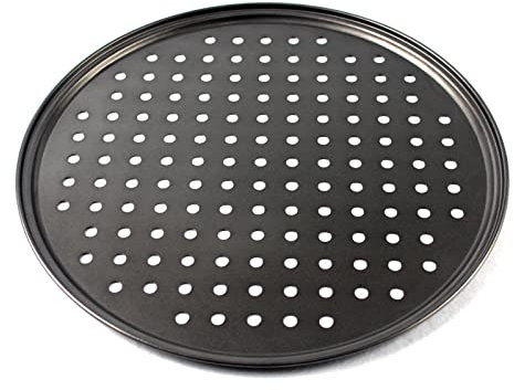 HAOHIZE Pizza Pan with Holes, Carbon Steel Pizza Pan for Oven Round Nonstick Pizza Tray Non Stick Pizza Baking Pan Perforated Pizza Serving Tray (28CM/11inch)