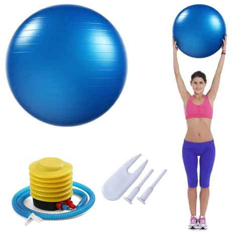 Gymnastikball 55cm - Fitness Ball Mit Aufblasbarer Fußpumpe für Yoga, Pilates, Core Training und Gymnastik