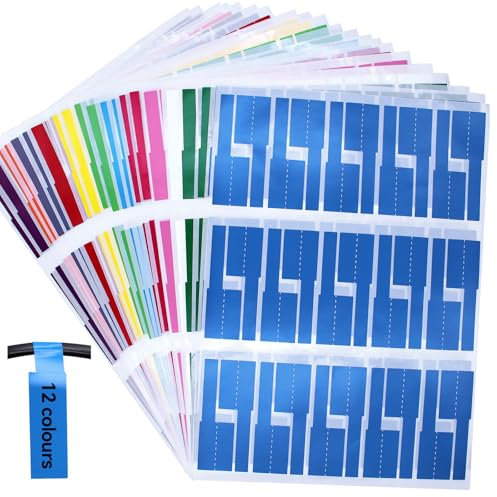 NVGFTG 720 Stück Kabelbeschriftung Clip 12 Farben Kabeletiketten Wasserfest Reißfest Kabelmarkierer Selbstklebend Kabelmarkierung für Kennzeichnung Klassifizierter Kabel Verwendet
