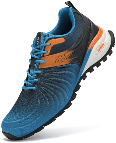 Kricely traillöparskor herr löparskor gator sneakers lätta vandringsskor träningsskor trekkingskor, Mörkblå, 46 EU
