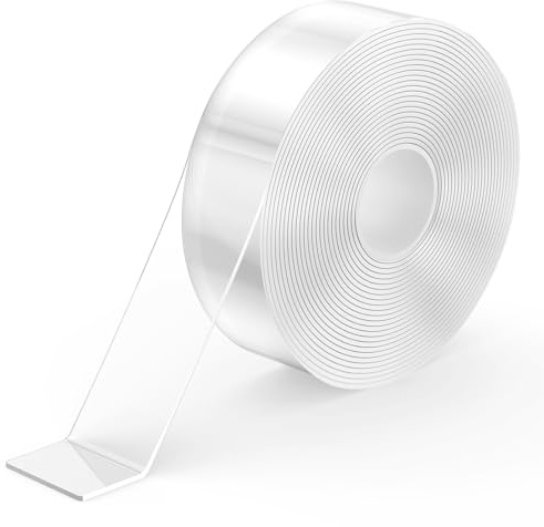 kinkaivy 5m Doppelseitiges Klebeband Extra Stark Transparent, 3cm | Spurlos Abnehmbar Nano Tape, Wiederverwendbar, Wasserfest Double Sided Tape für FotoWand/Teppich/Küche/Zuhause, 1 Rolle