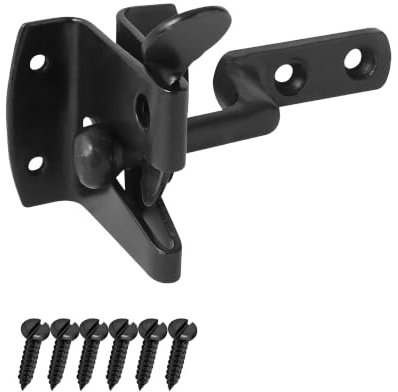 Keypak Auto Gate Latch Self Closing Security Hardware Set Black | Weather Resistant Finish and Fixings, Suitable for Barn & Shed Doors
