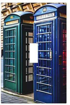 Cubiertas de salida con impresión de cabina de teléfono británica, 1 placa de pared de tamaño estándar, cubiertas de placas frontales de policarbonato de doble salida