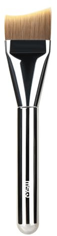 MSQ 1 pennello professionale per fondotinta ultra sottile, pennello per cipria per fondotinta piatto liquido, correttore, idea regalo (argento fondazione angolare)