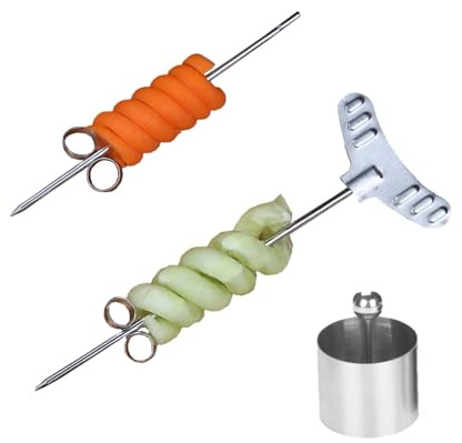 2pcs Spiral Slicer Radish Potato Spiral Cutter & 1pcs Round Molding Set,Vegetables Fruits Spiral Twist Knife Scroller, Stainless Steel Magic Scroller Graters, Peelers and Slicers