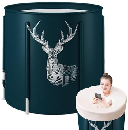 Vasca da bagno portatile, pieghevole, per adulti, leggera e salvaspazio, facile da installare, per box doccia, relax, bagno di ghiaccio, spa, 60 x 65 cm