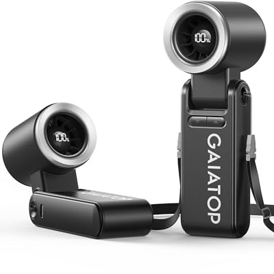 Gaiatop Ventilador de Mano, 21 Horas de Enfriamiento Turbo Mini Ventilador de Mano Portatil, 4 en 1 Plegable a 180°, 6 Velocidades (1–100) Portable Fan para Viajes Trabajo y Actividades Al Aire Libre