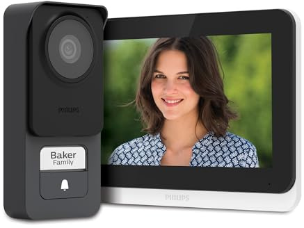 PHILIPS Video-Türsprechanlage 2-Draht Gegensprechanlage, 7 Zoll, RFID | 1024 x 600, 120 m BUS, IP55/IK08, 128° Sichtfeld, 2 RFID-Badges und Tür-/Torsteuerung