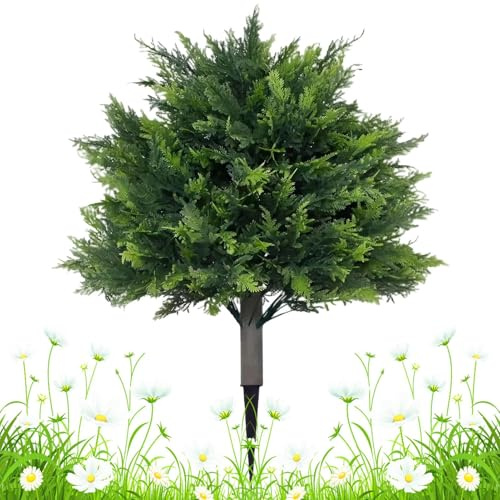 Alberi Topiari Di Cedro Artificiali Da Esterno | Arbusti Finti Piante Di Cipresso | Albero Sempreverde Resistenti Alle Intemperie 60 Cm Con Puntale Per Giardino Terrazzo Ingresso Viali