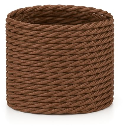 LEDSone 3 Core 10 Meters / 32.8FT Brown Braided Cable, 3 Core Electrical Cable, Vintage Flex Twisted Fabric Electrical Wire for DIY Lamps Industrial Pendant Lights Lighting Appliances - Brown
