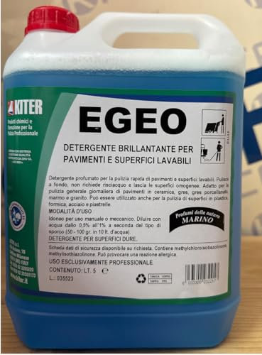 EGEO Kiter 5 Lt Detergente neutro brillantante a bassissimo residuo per tutti i pavimenti duri lavabili. Profumo marino.