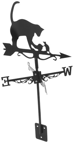 CIYODO Veleta De Gato Decorativa para Jardín Hecha De Acero Inoxidable Indicador De Dirección del Viento para Césped y Patio