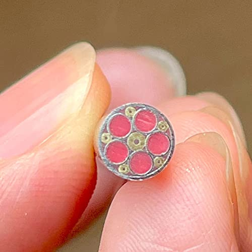WEKONUMEX Broche Rivets mosaïque, Rivets à épingles en Laiton et résine, 6 x 60 mm, Multicolores, for Manche de Couteau, 1 pièce(Red)