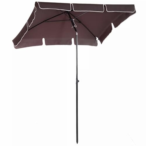 Parasol de Jardin rectangulaire 200 x 130 cm avec Bouton-Poussoir inclinable, Protection UV 50+, mât en Aluminium, pour Balcon, terrasse et Plage