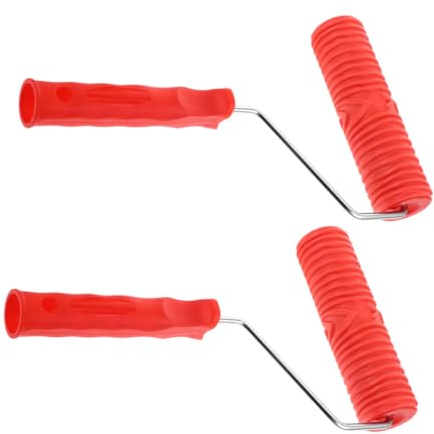 Operitacx 2 Stück Geprägte Strukturwalze mit Ergonomischem Kunststoffgriff Handlicher Präge-roller für DIY Wand Möbeldekoration Vielseitig für Lehm Diatom-schlamm