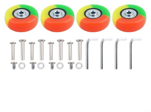 Yuanpgky Ersatz-Räder für Koffer, Roller, 4 Stück, buntes Koffer-Reparatur-Rad-Set mit Doppellagern für Koffer, Rollschuhe, Roller, 50 mm Gummi-Ersatz