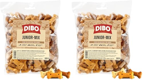 DIBO Junior-Mix Sachet de 500 g de Produits de Boulangerie comme Alimentation Saine et Naturelle pour Chiens, Nourriture pour Chien, Barf, B.A.R.F., friandises, Biscuits pour Chien (Lot de 2)
