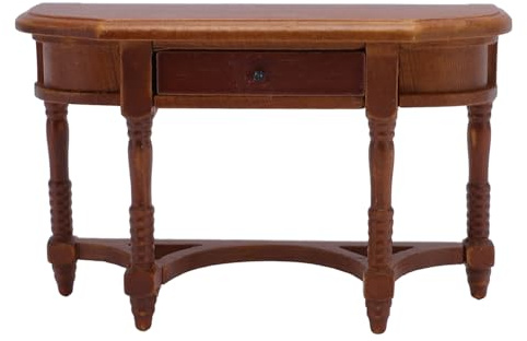 Hamwesh Table Miniature de Maison de Poupée, Meubles à L’échelle 1:12 avec Tiroirs Fonctionnels pour Un Jeu et Une Décoration Réalistes