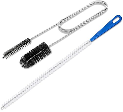 2 Piezas Desatascador Tuberias, Cepillo Limpieza Tuberias con Muelle de 155cm y Cepillo de Mango de 45cm, Guia Desatascador Flexible para Fregadero, Lavabo, Ducha y Desagüe, Negro