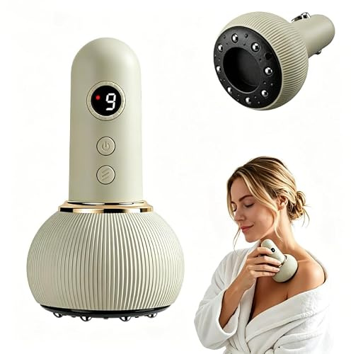 Homirty Dispositivo de Masaje de Ventosas Eléctrico, Dispositivo de Ventosas Eléctrico 9 Niveles de Succión y Función de Calor, Raspador Masajeador Eléctrico para Masaje de Cuerpo Entero, Verde