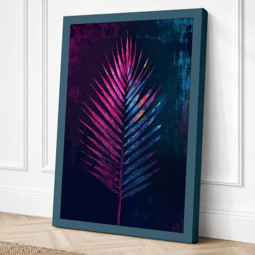 Neon Fern Canvas Wall Art Print 18x12 Inch | Ready to Hang, Gallery Wrapped, Fade-Resistant Inks, Securely Packaged, UK Made
