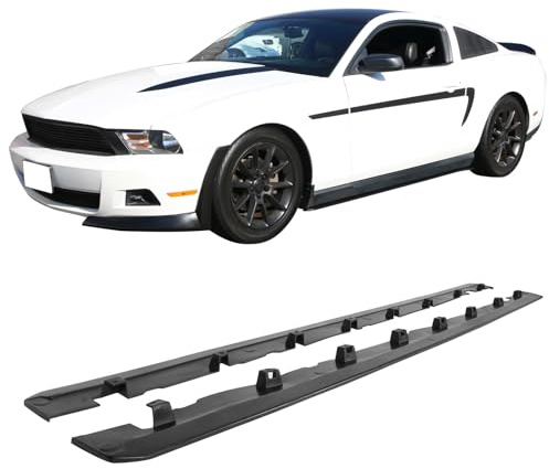 Side Skirts Compatible with 2010-2014 Ford Mustang, Urethane Side Skirts Black Extension Left Right Bodykit by IKON MOTORSPORTS, 2012 2013