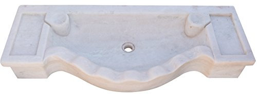 Biscottini Lavandino in Marmo Bianco 114x45x18 cm | Lavandino da Esterno e Interno | Lavabo Pietra | Lavabo da appoggio Pietra | Lavandino Cucina