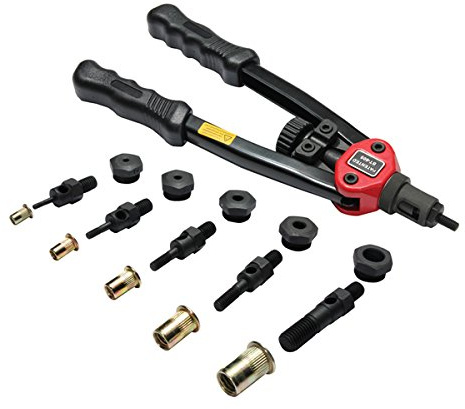 C-FUNN 13inch Carbon Steel Blind Rivet Nut Gun Inser Nut Tool Manual Mandrels M3-M10