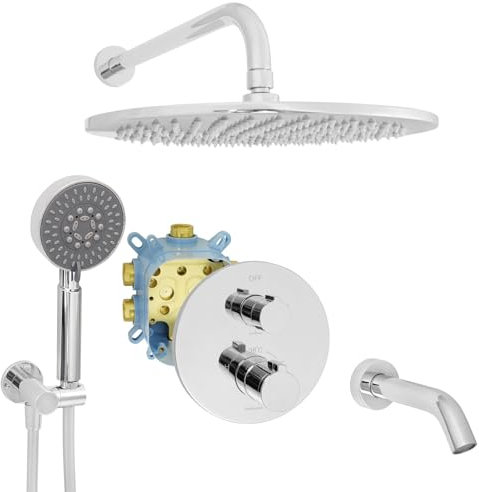Welfenstein Thermostat Unterputz-Set EBT-R22W Regendusche Wanneneinlauf Montagebox