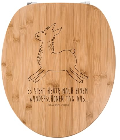 Mr. & Mrs. Panda WC Sitz Lama Springen - Geschenk, Lieblingstag, Toilettendeckel, Liebeskummer, Klobrille, Glück, WC-Sitz, Start, Toilette,