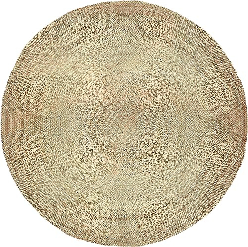 RAJRANG BRINGING RAJASTHAN TO YOU Runder Jute-Teppich 122 cm natürlicher geflochtener Boho-Teppich für Heimdekoration Wohnzimmer Schlafzimmer und Küche