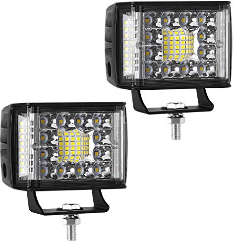 HAWEE 48W Faro da Lavoro LED Fendinebbia Combo Fascio Luce di Inondazione Faretto Luce Tre-Side Irradiazione LED Luci di Guida per Fuoristrada Motociclo 4x4 SUV ATV Camion Trattore, 2 Pezzi