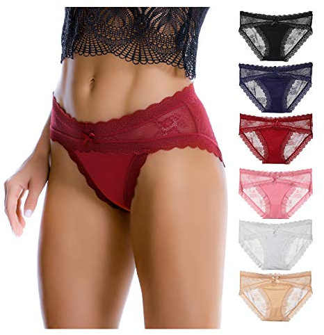 LEVAO sous-vêtements Sexy et Respirants en Dentelle pour Femme - Culotte Hipster Extensible sans Couture, Large