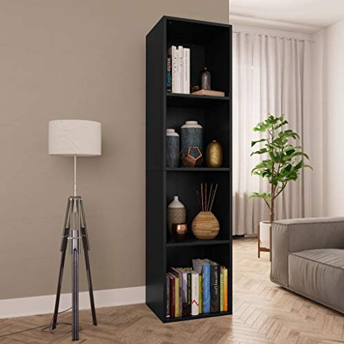 CHAHO Bücherregal TV Schrank Wandregal Standregal Aktenregal Raumteiler Fernsehtisch Lowboard Regal Fernsehschrank. Schwarz 36 x 30 x 143 cm Spanplatte