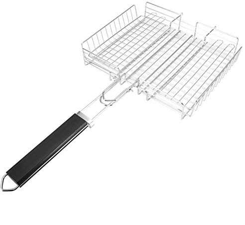 Kuuleyn Cestello per Grigliare, padella per barbecue con griglia a Rete Metallica Quadrata per barbecue, Pesce, Verdure, Frutti di Mare