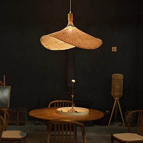 COCOL E27 Kronleuchter Vintage Deckenlampe Bambus Rattan - Laterne Kreative Deckenleuchte E27 Retro-Leuchte LED-Für Das Schlafzimmer Restaurant Schlafzimmer Wohnzimmer Cafe Lighting,30cm