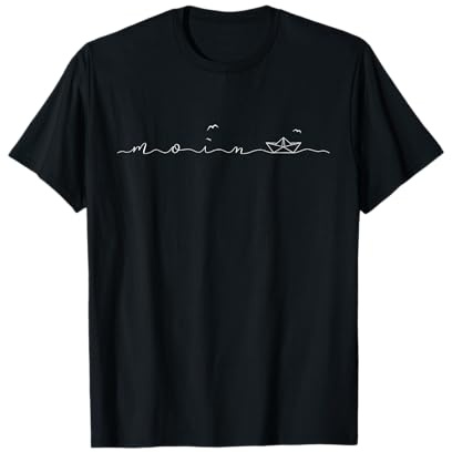 Moin Wellen Küste Nordisches Motiv und Papierboot Origami T-Shirt
