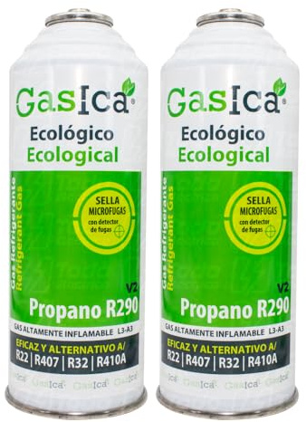 Genérico Lot de 2 bouteilles de gaz réfrigérant écologique organique R32, R22, R407, R410A et R290 pour recharge Split Climatiseur