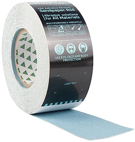 Rollo de papel de lija autoadhesivo PSA de cerámica, 70 mm x 20 m, grano 80 | Papel de lija de papel de lija muela lijado de madera, masilla, superficies pintadas y plástico