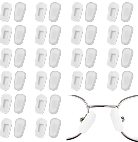 20 Pairs Eyeglass Nose Pads Covers, Slip-On Glasses Nose Pad Replacement Silicone Nose Pads for Eyeglasses, Eye Glasses Nose Pads Non Slip Protective Covers for Screw-In Glasses Sunglasses (White)