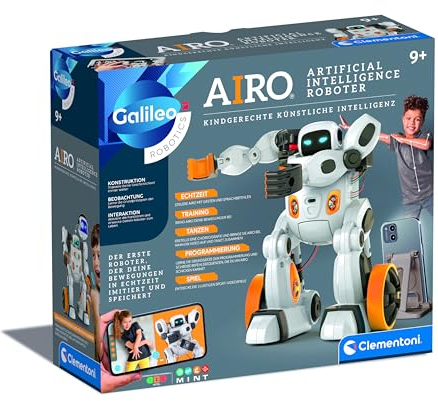 Clementoni Galileo AIRO - Mein interaktiver K.I. Roboter - Trainierbar mit künstlicher Intelligenz, erkennt Gesten- & Sprachsteuerung - Robotik-Spielzeug für Kinder ab 8 Jahren 59351