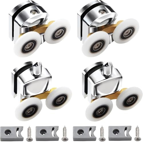 4 Pièces galets de porte de douche, galets de cabine de douche pour portes coulissantes, porte coulissante, roulettes de porte de douche, roulettes, 25mmporte de douche 2 en haut et 2 en bas roulettes